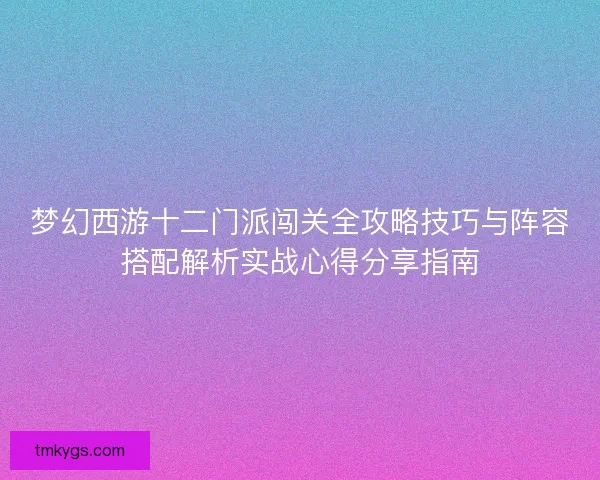 梦幻西游十二门派闯关全攻略技巧与阵容搭配解析实战心得分享指南